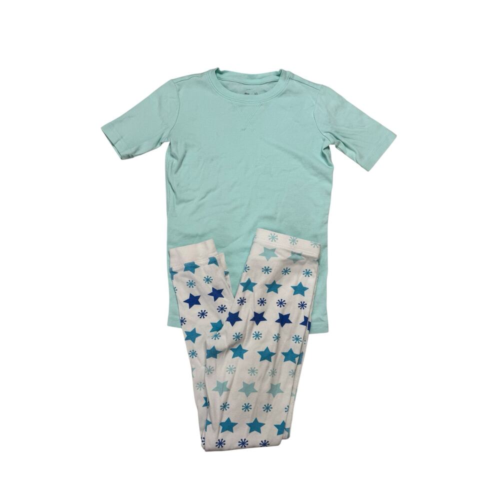 PRIMARY Blue Stars Snowflake Long John Pajama Set Size 10 Kids Unisex Cotton